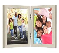 Americanflat Hinged 8x10 Picture Frame with Shatter-Resistant Glass - Double Picture Frames with Engineered Wood - Signature Collection - Photo Frame for Tabletop Display - Light Wood