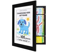 Americanflat A4 Kids Art Frame in Black - Use as 25.5x32 cm without Mount - Picture Frame for Childrens - Front Opening Kids Artwork Display Holds 100 Pieces of Artwork