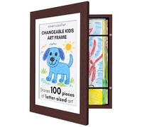 Americanflat Kids Artwork Display Frame Changeable (Mahogany) - Magnetic Door Holds 100 Art Pieces - A4 Size Display with Mount or 10x12.5 Without Mount - My Mini Masterpiece