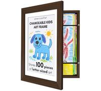 Americanflat Kids Artwork Display Frame Changeable (Walnut) - Magnetic Door Holds 100 Art Pieces - A4 Size Display with Mount or 10x12.5 Without Mount - My Mini Masterpiece
