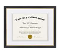 Americanflat Ornate 11x14 Diploma Frame in Black and Gold - Certificate Frame with Double White Mat Displays 8.5x11 Diplomas or Use as 11x14 Frame Without Mat - Antique Decor Vintage Picture Frame