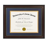 Americanflat Ornate 11x14 Diploma Frame in Mahogany with Beads, Certificate Frame with Blue and Gold Mat, Display 8.5x11 Diplomas or Use as 11xFrame