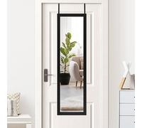 Americanflat Over the Door Mirror Full Length in Black - Full Body Mirror for Bedroom, Bathroom, Dorm - Full Length Mirror with Hanger and Shatter-Resistant Glass - 38x130 cm