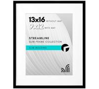 Americanflat Polished Plexiglass Picture Frame - 13x16 or 9x12 with Mat - Streamline Collection - Thin Black Wall Frame