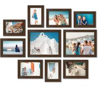 Americanflat Set of 10 Picture Frames with Shatter-Resistant Glass - Gallery Wall Frame Set with Two 10x8, Four 7x5 and Four 6x4 Photo Frames for Wall and Tabletop - Walnut
