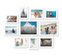 Americanflat Set of 10 Picture Frames with Shatter-Resistant Glass - Gallery Wall Frame Set with Two 8x10, Four 5x7 and Four 4x6 Frames - White