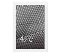 Americanflat Set of 2 Frames 10 x 15 cm White - Square Frames with Thin Edge and Shock Resistant Glass - Integrated Hooks and Easel for Walls and Shelves - Horizontal or Vertical