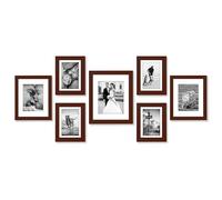 Americanflat Set of 7 Picture Frames with Shatter-Resistant Glass - Gallery Wall Frame Set with One 11x14, Two 10x8, and Four 7x5 Photo Frames for Wall and Tabletop - Mahogany
