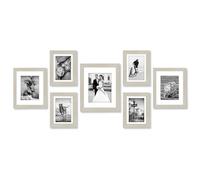 Americanflat Set of 7 Picture Frames with Shatter-Resistant Glass - Gallery Wall Frame Set with One 11x14, Two 10x8, and Four 7x5 Photo Frames for Wall and Tabletop - Light Wood