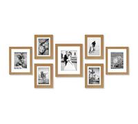 Americanflat Set of 7 Picture Frames with Shatter-Resistant Glass - Gallery Wall Frame Set with One 11x14, Two 10x8, and Four 7x5 Photo Frames for Wall and Tabletop - Dark Oak