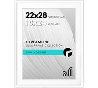 Americanflat Streamline Collection White Poster Frame with Polished Perspex Glass 22x28 inch (55x71cm) as 18x24 inch with Mount or 22x28 inch without Mount Thin Frame for Wall Decor