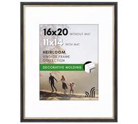 Americanflat Vintage Frames - 16x20 Picture Frame with Beaded Accents and Polished Plexiglass - Use as 11x14 Frame or Display 16x20 Photos Without Mat - Heirloom Collection - Wall Display - Black Gold