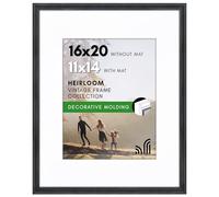 Americanflat Vintage Frames - 16x20 Picture Frame with Beaded Accents and Polished Plexiglass - Use as 11x14 Frame or Display 16x20 Photos Without Mat - Heirloom Collection - Wall Display - Black