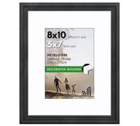 Americanflat Vintage Frames - 8x10 Picture Frame with Beaded Accents and Shatter-Resistant Glass - Use as 5x7 Frame or Display 8x10 Photos Without Mat - Heirloom Collection - Tabletop or Wall - Black