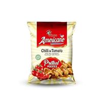 Americano Chilli & Tomato Pretzel Pieces 10 x 100g - Pretzel Snack Salted Pretzels | Vegetarian Sourdough Pretzels Snack Box | Pub Snacks Snack Boxes For Vegetarian Hampers | American Snacks Bulk