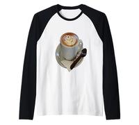 Americano Coffee with Tulip Design and Chocolate Spoon Raglan Baseball Tee