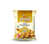Americano Honey Mustard & Onion Pretzel Pieces 10 x 100g - Sourdough Pretzel Pieces With Mustard And Onion | Pretzels Salted Perfect For Pub Snacks, Snack Tray, Snack Hamper | Vegetarian Snack Box