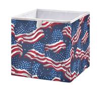 Americans Flags Pattern Cube Storage Boxes 28x28x28 cm Square Bins Collapsible Cube Box Organiser for Organising Clothes