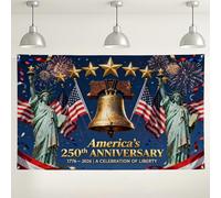 America's 250th Anniversary Backdrop, Patriotic Celebration Decorations, Red White Blue Party Background for Independence Day Events, Festive Indoor/Outdoor Decor 71x43 Inch