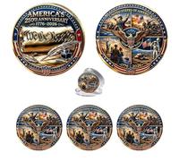 America's 250th Anniversary Commemorative Challenge Coin, 1776-2026 Patriotic Double-Sided Engraved Token, Vintage Liberty Collectible Memorial Coin, For Patriots History Lovers (3pcs)