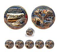 America's 250th Anniversary Commemorative Challenge Coin, 1776-2026 Patriotic Double-Sided Engraved Token, Vintage Liberty Collectible Memorial Coin, For Patriots History Lovers (5pcs)