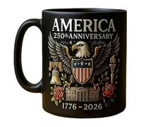 America's 250th Anniversary Mug (1776-2026) - 11oz Patriotic Commemorative Ceramic Coffee Cup, Vibrant Print with Eagle, Liberty Bell, Dishwasher & Microwave Safe, 4th of July Gifts
