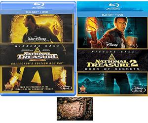 America's Secret Societies Revealed Nicolas Cage is a National Treasure (4-Disc Blu Ray + DVD Collectors Edition) & National Treasure : Book of Secrets Bundle Includes Treasure Map Art Card