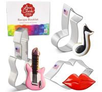 America's Sweetheart Cookie Cutters 3-Pc. Set Made in USA by Ann Clark, Lips, Guitar, and Music Note