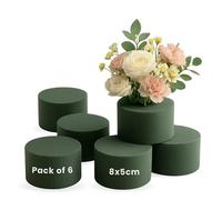 Amerise 6 Pcs Floral Foam Blocks Round 8x5cm - Wet Florist Foam for Fresh Flowers, Flower Arranging & Wedding Decoration - Green Flower Foam Cylinder for Floristry, Long-Lasting & Easy to Use
