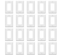 Amerisense Outlet Cover,Decorator Wall Plate, Light Switch Cover, 1-Gang Standard Size, 2.76"W x 4.5"H, Glossy White, 20 Pack