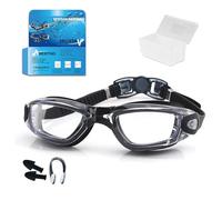 AMERITINS Swimming Goggles Pack of 1, Anti-Fog Googles Swimming Adults, Anti-Leak UV Protection Crystal Clear Vision with Free Protection Case, Nose Clips & Earplus Suitable for Adults & Kids
