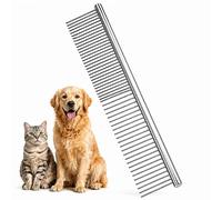Amero Stainless Steel Pet Comb for Dogs & Cats, 19cm Metal Grooming Comb with Wide & Fine Teeth, Rounded Tips, Deshedding, Detangling & Removing Loose Hair, Mats & Knots