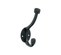 Amerock Adare Traditional Double Prong Matte Black Decorative Wall Hook