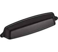 Amerock | Cabinet Cup Pull | Matte Black | 5-1/16 inch (128 mm) Center-to-Center | Stature | 1 Pack | Drawer Pull | Drawer Handle | Cabinet Hardware