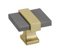 Amerock | Cabinet Knob | Black Chrome/Brushed Gold | 1-3/8 inch (35 mm) Length | Overton | 1 Pack | Drawer Knob | Cabinet Hardware