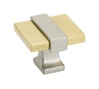 Amerock | Cabinet Knob | Brushed Gold/Satin Nickel | 1-3/8 inch (35 mm) Length | Overton | 1 Pack | Drawer Knob | Cabinet Hardware