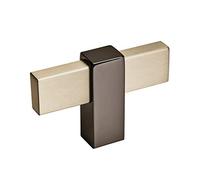Amerock | Cabinet Knob | Silver Champagne/Black Nickel | 2-3/8 inch (60 mm) Length | Mulino | 1 Pack | Drawer Knob | Cabinet Hardware