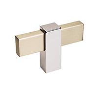 Amerock | Cabinet Knob | Silver Champagne/Polished Chrome | 2-3/8 inch (60 mm) Length | Mulino | 1 Pack | Drawer Knob | Cabinet Hardware