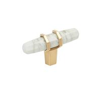 Amerock Carrione 2-1/2 inch (64mm) Length Marble White/Champagne Bronze Cabinet Knob, BP36647MWCZ