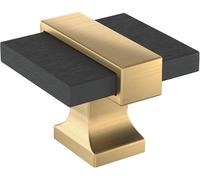 Amerock Overton 1-3/8 inch (35mm) Length Brushed Matte Black/Champagne Bronze Cabinet Knob, BP36680BMBCZ