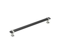 Amerock Overton 10-1/16 inch (256mm) Center-to-Center Brushed Matte Black/Satin Nickel Cabinet Pull, BP37082BMBG10