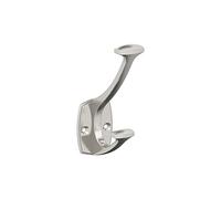 Amerock Vicinity Traditional Double Prong Satin Nickel Decorative Wall Hook