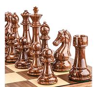 AMEROUS High Polymer Weighted Chess Pieces - 4.2" King, 2 Extra Queens - Gift Wrapping, Standard Tournament Chess Board for Chess Board or Parts Replacement