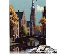 Amersfoort City Pixel Art Jigsaw Puzzles Puzzles for Adults Kids. 1000 Pieces Impossible Challenge Toy Educational Games Home Decoration for Educational Games Gifts 1000pcs (38x26cm)