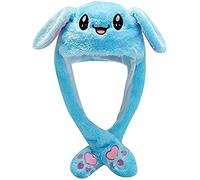 AMERSON Bunny Hat Ear Moving Jumping Rabbit Hat Funny Cute Plush Animal Cap with Paws for Kids Women Girl Party Holiday Birthday Dress up Cosplay Costume Gift (Blue)