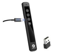 Amerteer Rechargeable Presentation Clicker with Red Laser Pointer, 2.4GHz PowerPoint Presentation Remote,Wireless Presenter Support Hyperlink