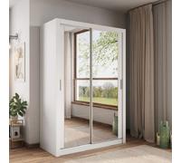 ames mirrored wardrobe with 2 sliding doors in white