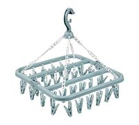 Amesor 1/2 Clothes Drying Hanger With 32 Clips - Foldable Hanging Sock Rack | Peg Sock Dryer | Laundry Drying Rack Folding Sock Hanger | Windproof Folding Underwear Dryer With Pegs For Rapid Drying