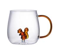 Amesor Animal Glass Cup, Clear Glass Coffee Cup with Handle, Glass Cups with Animal Inside, Novelty CupsTransparent Borosilicate Heat Resistant Cute Mugs Tea Cup Milk Cup Best for Travel, Daily Life