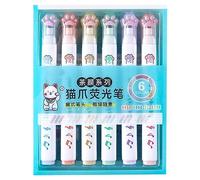 Amesor Color Highlighters Set | Portable Quick Dry Colored Highlighters Cute Cat Paw | Smooth Writing Highlighter Multifunctional School Supplies for Letters Cards Note-Taking Scrapbooking